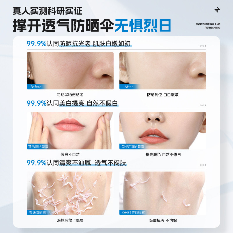 OHBT澳白防晒喷雾SPF50+美白清爽防水汗隔离紫外线学生党防晒霜乳,淘宝优惠券,粉丝福利购,淘宝优惠卷