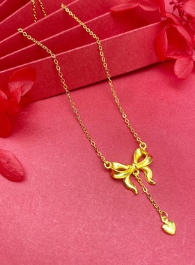 金包银在逃公主爱心蝴蝶结吊坠