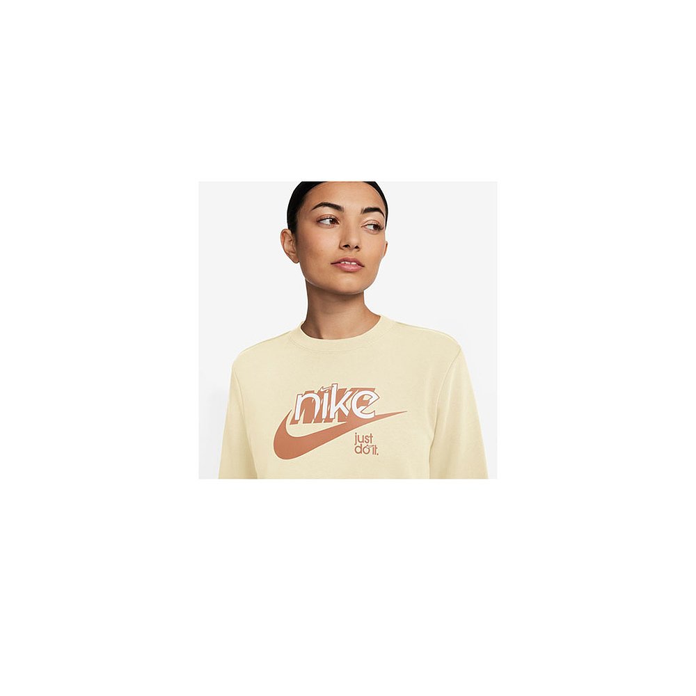 Nike Sweat NIKE 抓绒毛圈图案圆领运动衫女式米色 FN3629 运动衫 - 图0