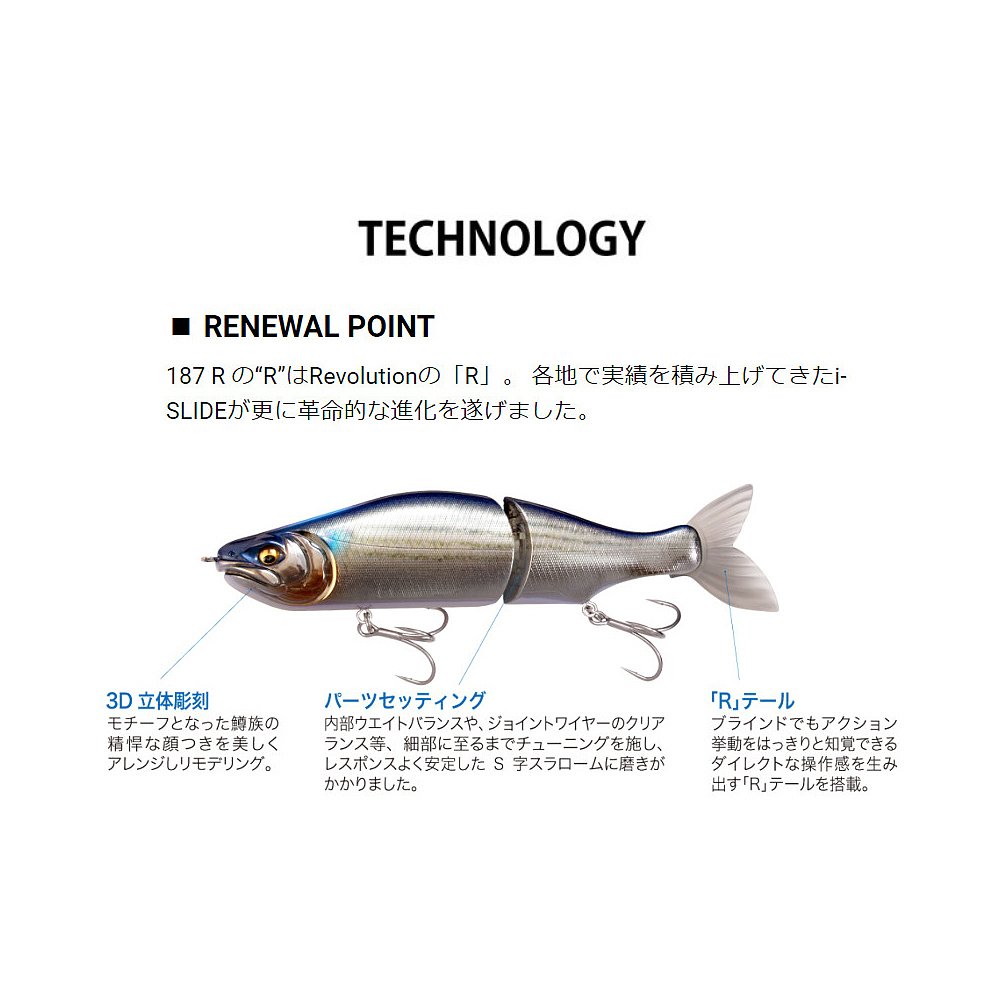 日本直邮Megabass Lure Ice Slide 187 R SW 下沉 PM 表背面 - 图0