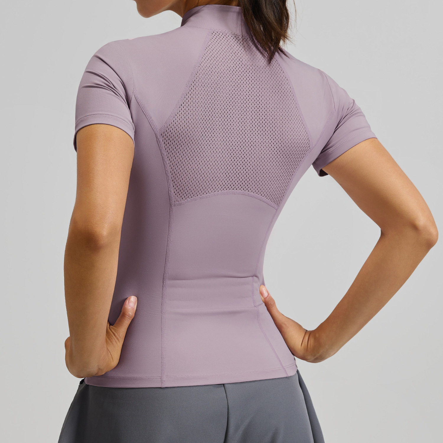 聚衣堂夏季新款户外跑步瑜伽短袖T恤女半拉链显瘦高弹健身服上衣,淘宝优惠券,粉丝福利购,淘宝优惠卷