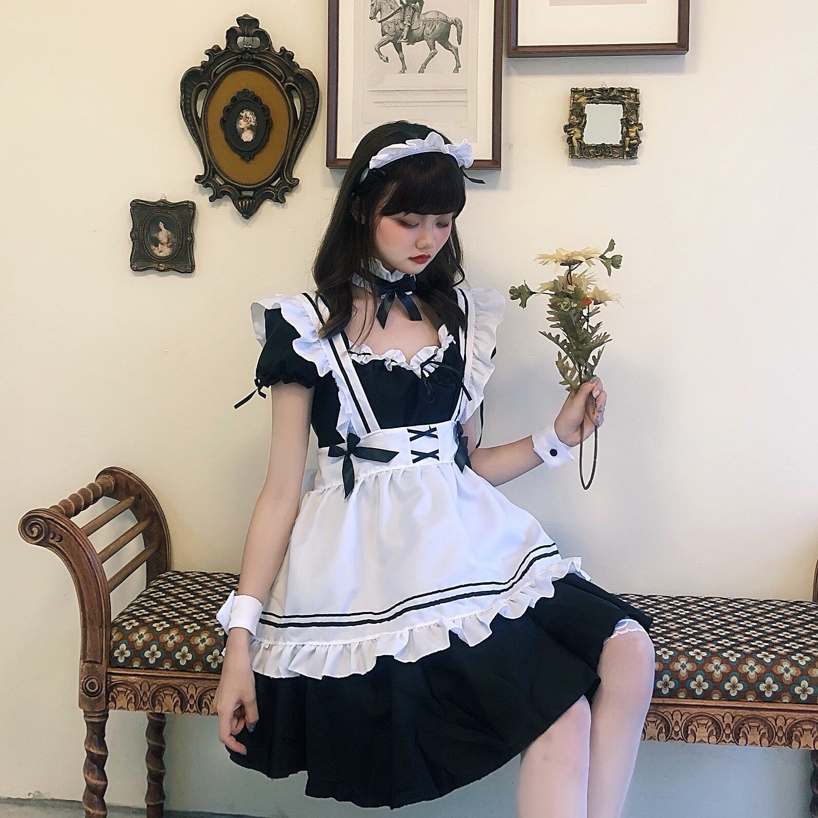 奇迹暖暖环游世界 lolita可爱女佣服萝莉塔套装连衣裙动漫服装 - 图1
