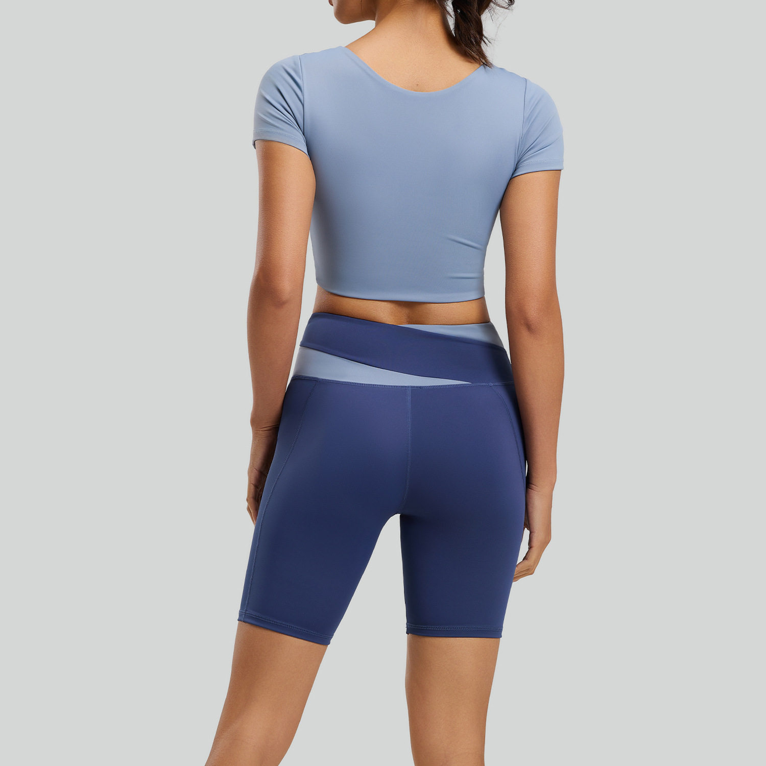 聚衣堂撞色瑜伽服套装女春夏露脐短款上衣高腰提臀裤跑步健身服,淘宝优惠券,粉丝福利购,淘宝优惠卷