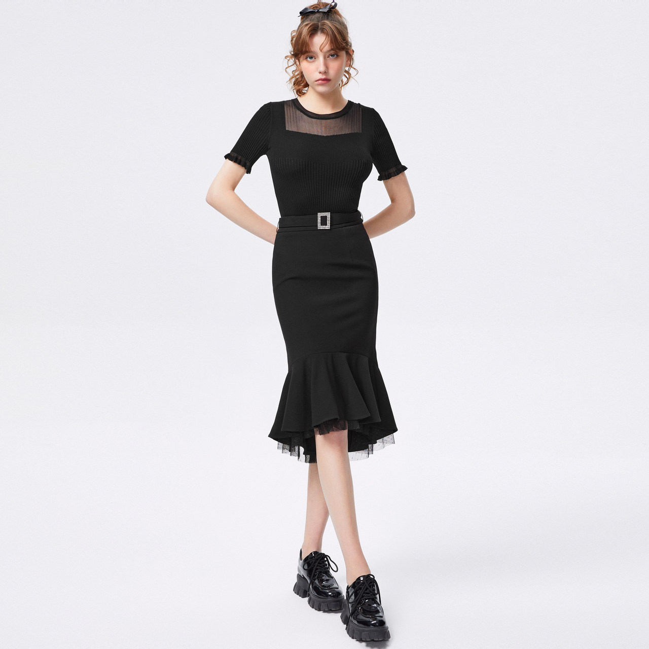 莱茵不规则鱼尾包臀裙