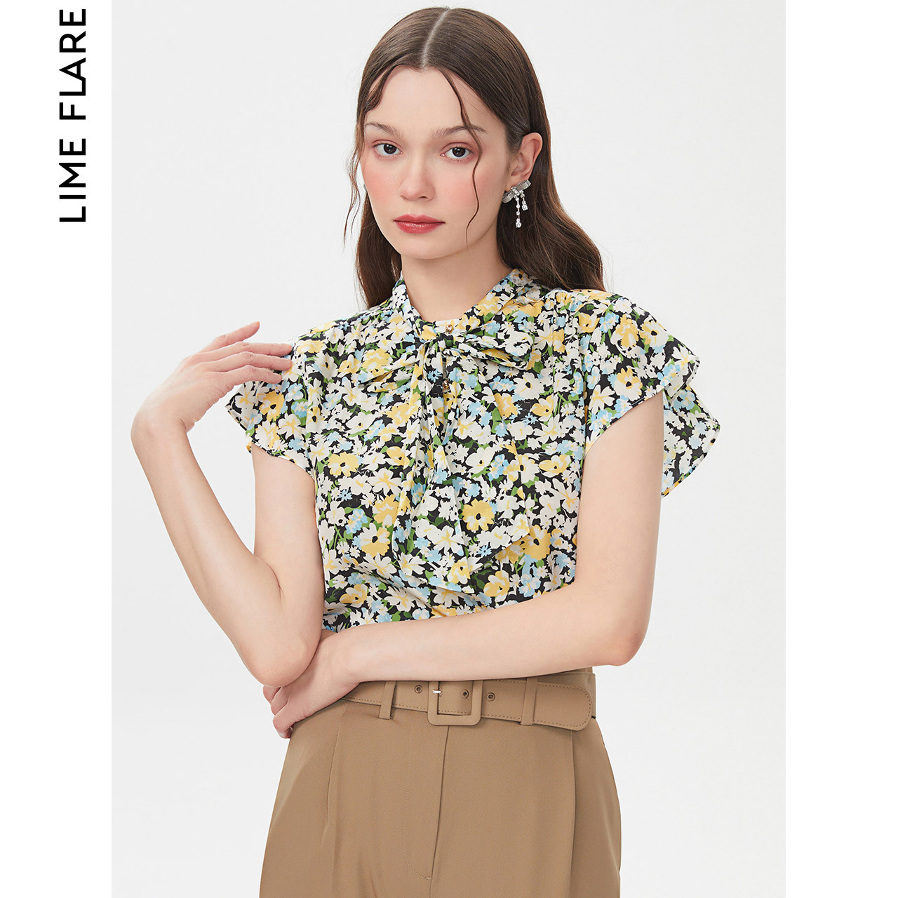 莱茵桑蚕丝印花无袖衬衫