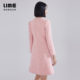 LIME莱茵年早春新款粗花呢连衣裙灰粉色V领收腰名媛小香风A字裙