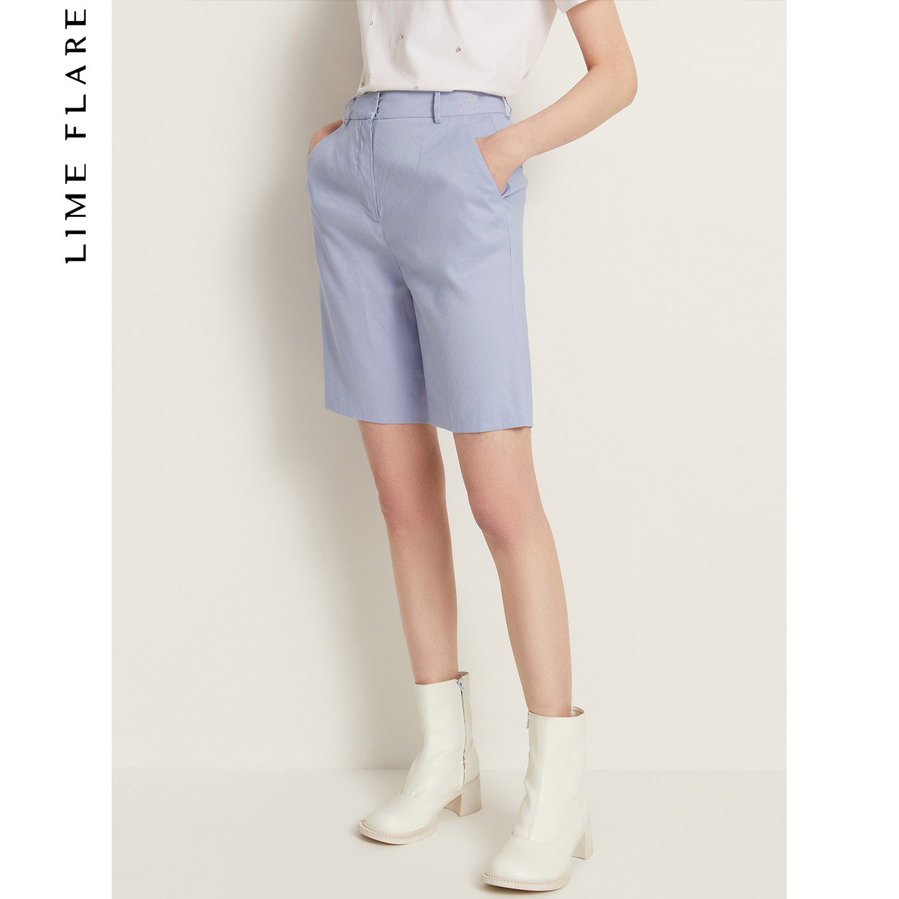 莱茵清新通勤雅致直筒短裤