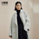 LME莱茵大翻领时尚双排扣高级感长款大衣秋冬新款廓形毛呢外套