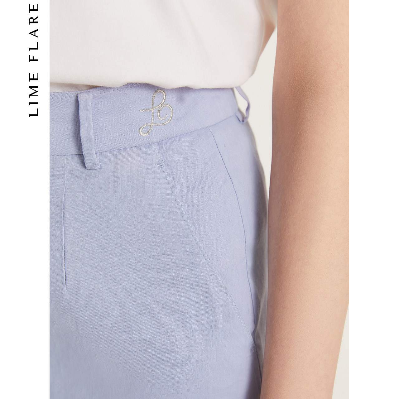 莱茵清新通勤雅致直筒短裤