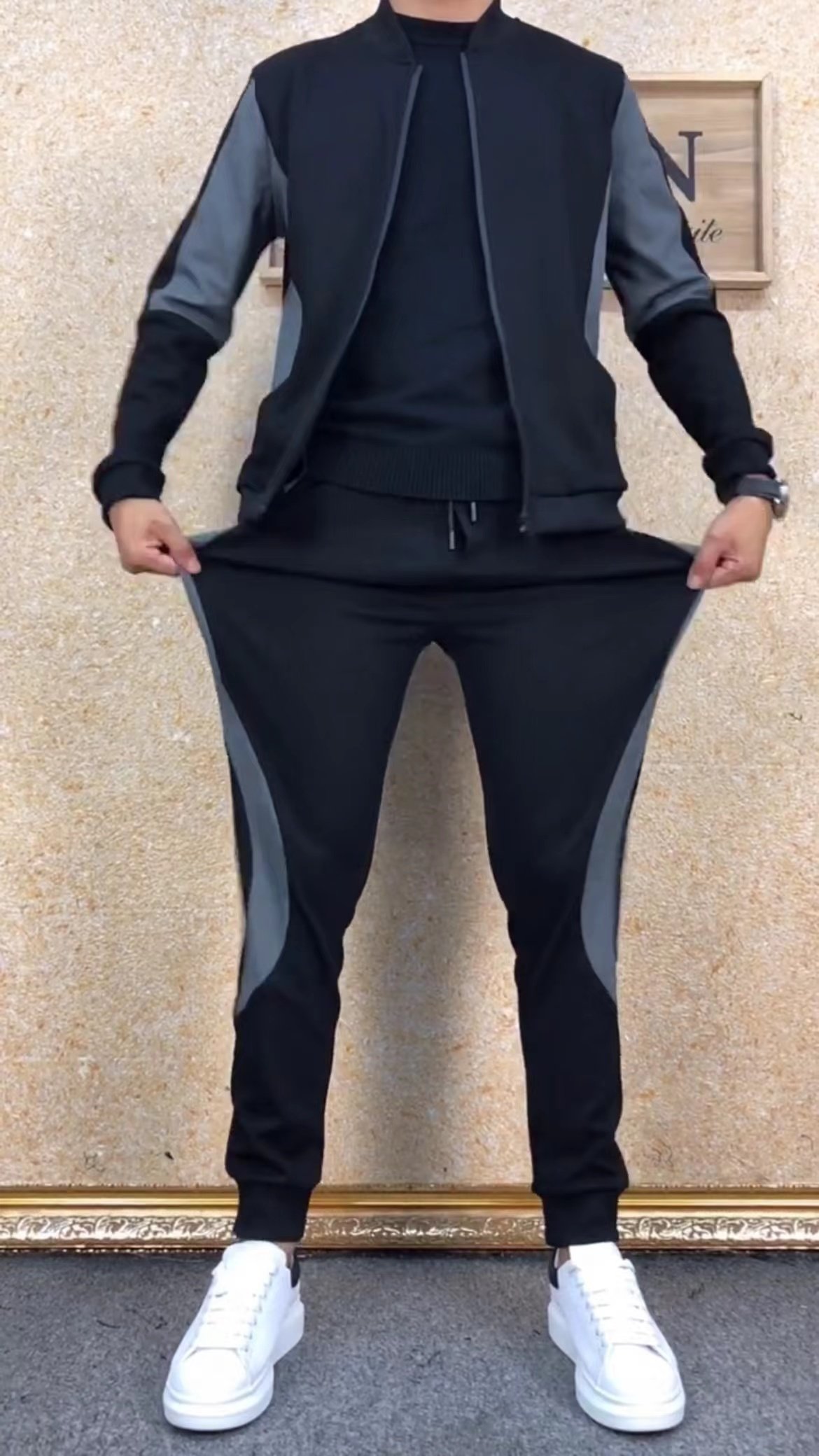 T014秋冬季潮流两件套外套长裤加绒运动套装男士运动服男装时尚帅,淘宝优惠券,粉丝福利购,淘宝优惠卷