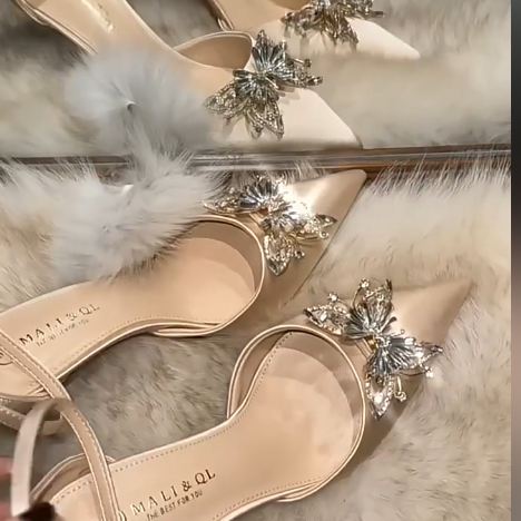 羊皮版~气质名媛风水钻高跟鞋女法式优雅细跟单鞋配裙子尖头凉鞋,淘宝优惠券,粉丝福利购,淘宝优惠卷