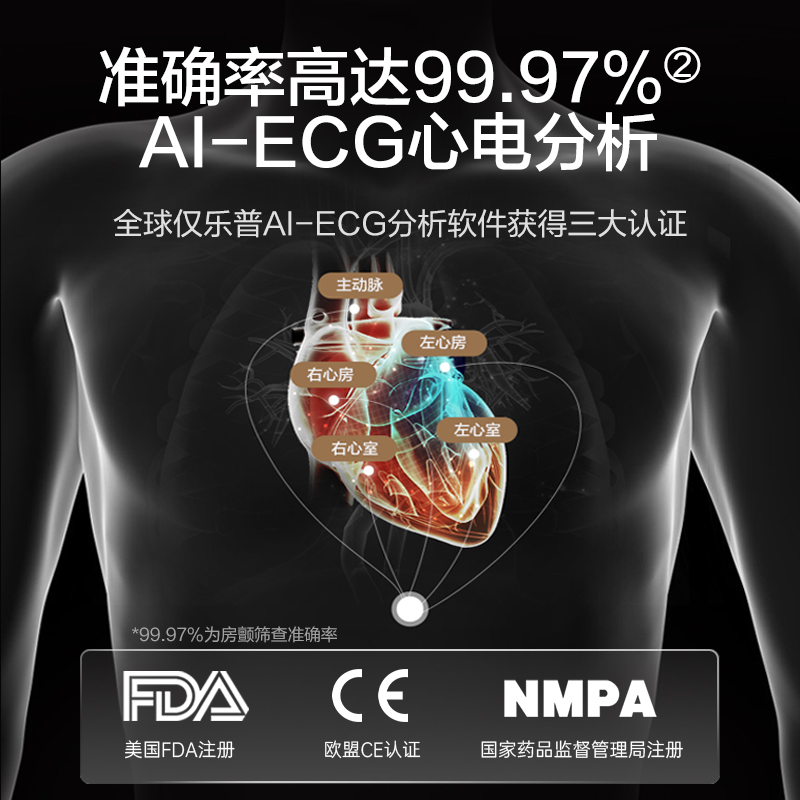 乐普24小时动态心电图记录仪心脏监测仪心率长程有屏心电监护仪器