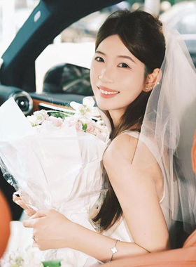 白色轻奢超仙新娘领证求婚头纱