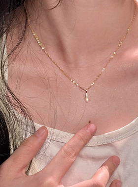 爆闪一字排钻项链送女友礼物