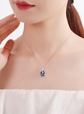 幽蓝幻境海蓝色水滴项链