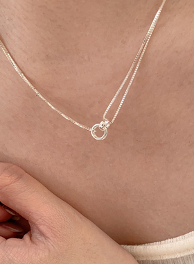 环环相扣双层项链送女友礼物