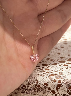 爆闪粉色爱心项链送女友礼物