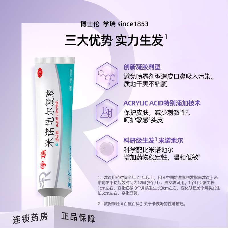 博士倫米諾地爾凝膠治療脫發米諾蒂爾生發酊劑增發眉毛官方旗艦店_昶寧大藥房旗艦店_OTC藥品_國際醫藥