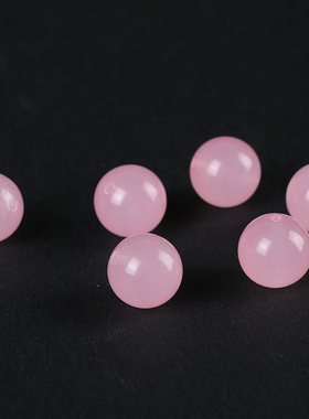 粉色玉髓玉石散珠圆珠diy材料
