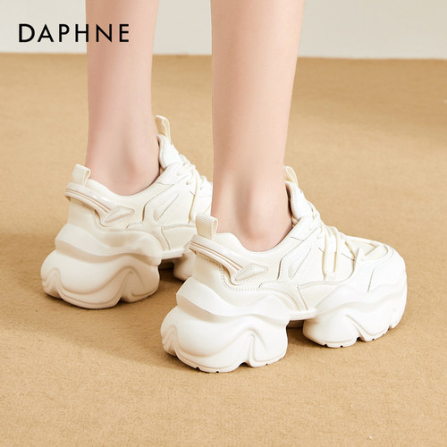 达芙妮黑色老爹鞋女款2025新款春秋厚底增高显脚小轻便休闲运动鞋 - 图0