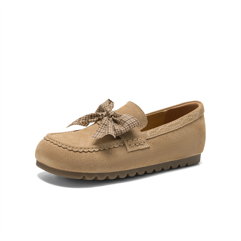 达芙妮豆豆鞋女2026新款春秋平底单鞋真皮软底不累脚一脚蹬乐福鞋,淘宝优惠券,粉丝福利购,淘宝优惠卷