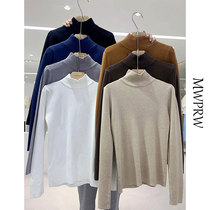 Temperament semi-high collar bottom shirt woman autumn and winter new foreign pistachio slim fit headsweaters undershirt long sleeves Nets