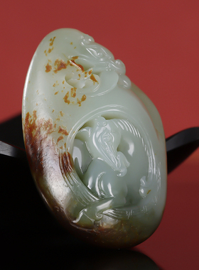 天然新疆和田玉籽料吊坠龙马精神