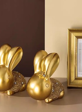 结婚新房装饰品客厅高档摆件玄关电视柜工艺品招财情侣兔生日礼物