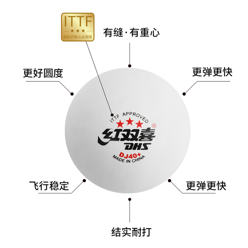 【博乒网】红双喜赛顶乒乓球DJ40+三星级2020世乒赛东京WTT比赛球 - 图1