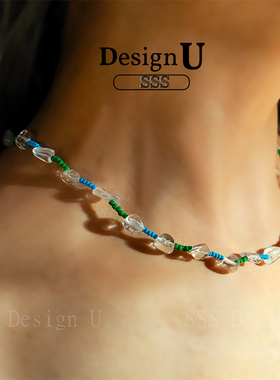 轻奢大牌同款高端天然白水晶项链手工串珠原石叠戴女彩色显白流行