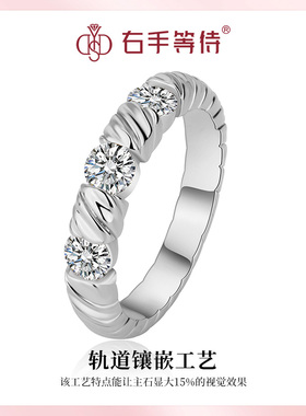 右手等待女S925银欧美莫桑石戒指