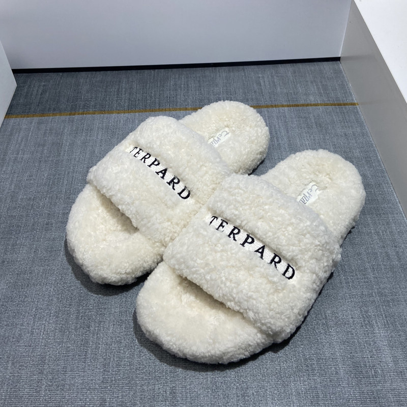 真皮羊羔毛拖鞋女厚底2024秋冬字母网红皮毛一体平底毛毛拖鞋外穿,淘宝优惠券,粉丝福利购,淘宝优惠卷