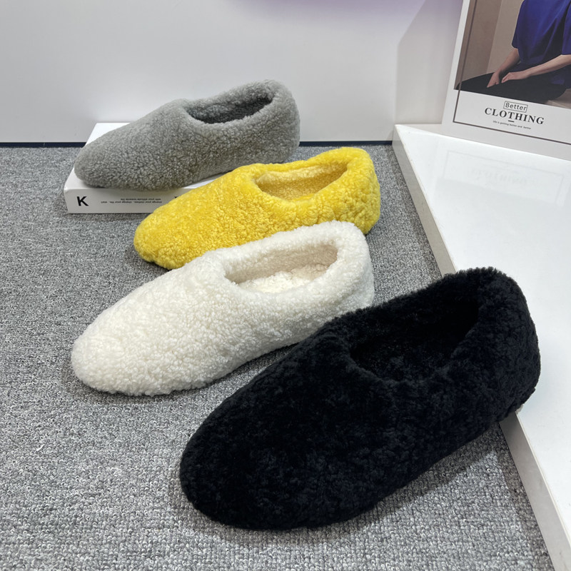 真皮羊羔毛保暖毛毛单鞋女2025冬季新款平底一脚蹬时尚简约毛毛鞋,淘宝优惠券,粉丝福利购,淘宝优惠卷