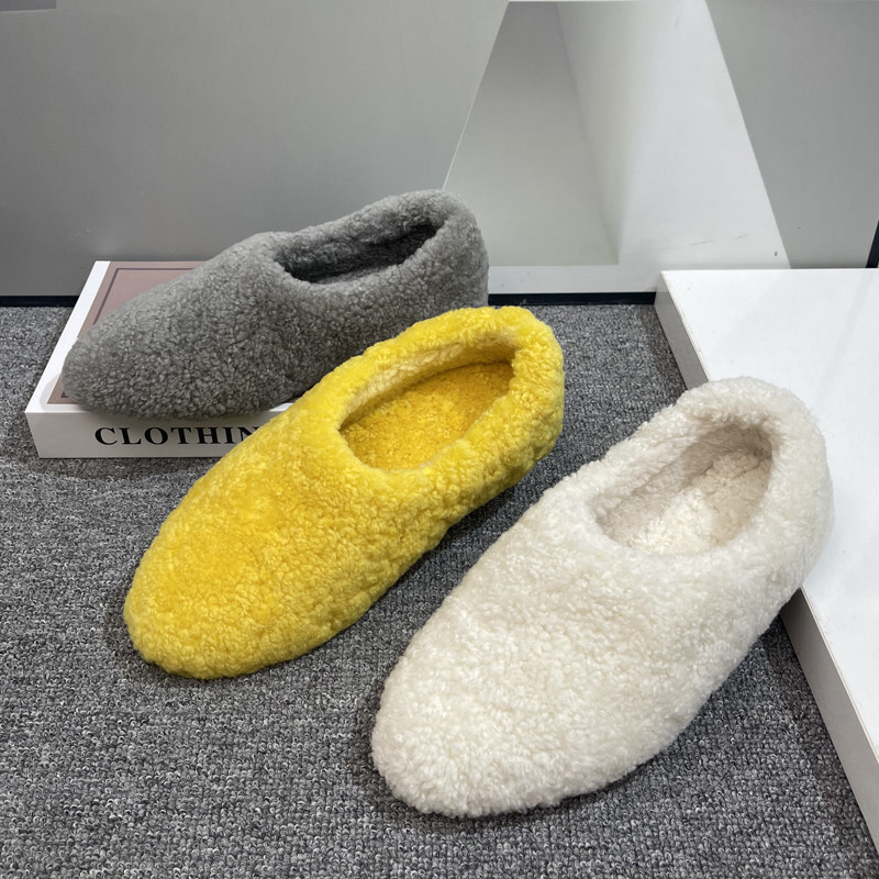 真皮羊羔毛保暖毛毛单鞋女2025冬季新款平底一脚蹬时尚简约毛毛鞋,淘宝优惠券,粉丝福利购,淘宝优惠卷