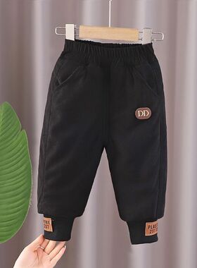 男宝宝冬季加绒加厚棉裤