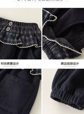 女童加绒裤子秋冬2025新