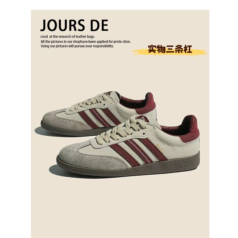 牛皮复古内增高德训鞋女2025秋冬爆款真皮平底休闲运动阿甘板鞋子 - 图0