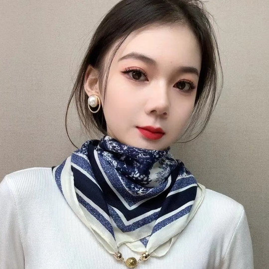 Spring and summer women's small square scarf with suction mouth