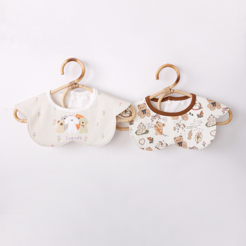 Baby bibs, pure cotton waterproof bibs for newborns, 360-degree rotation, saliva napkins, children's eating pockets