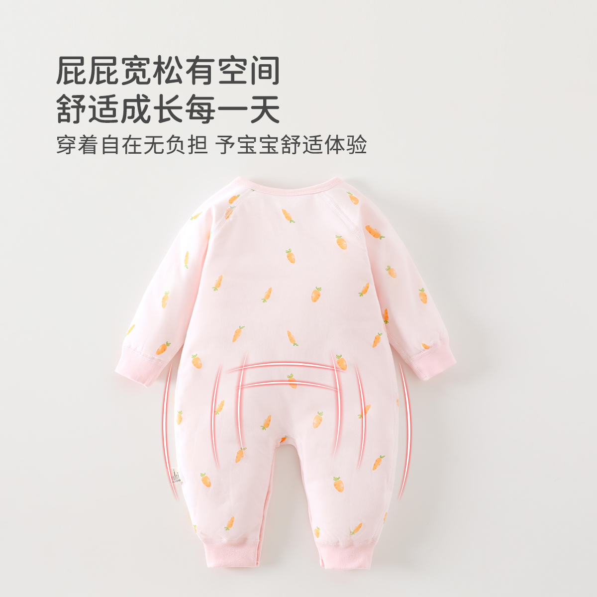 新生儿夹棉连体衣秋冬季薄棉40克薄棉婴儿衣服女宝宝保暖哈衣棉服 - 图2