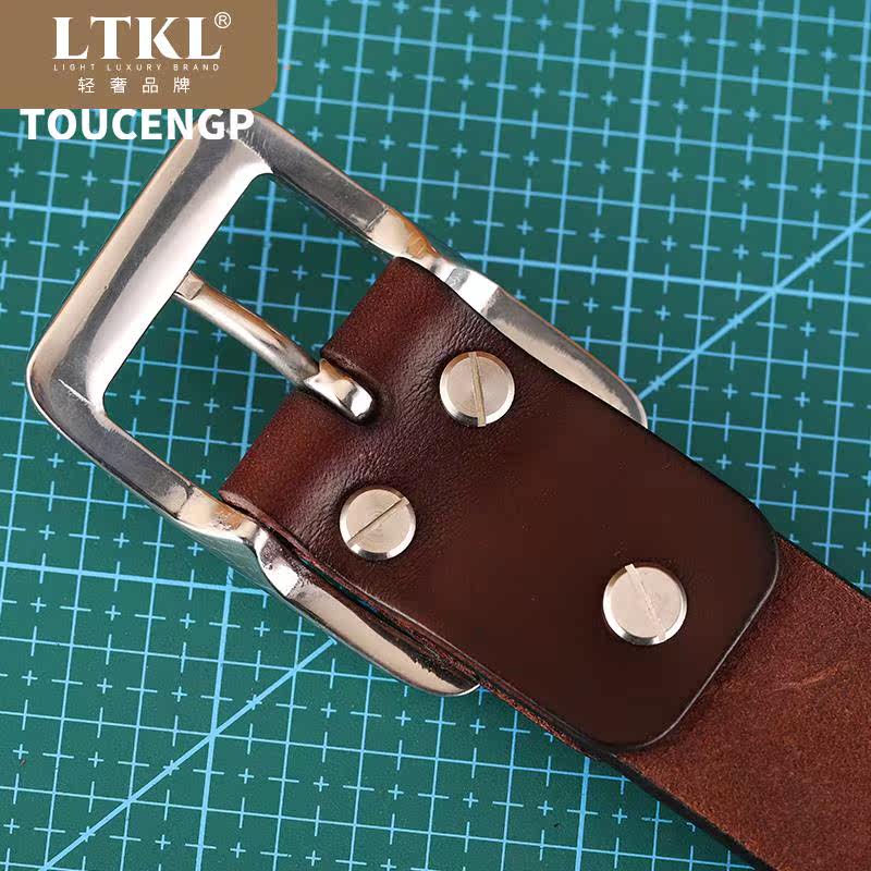 加厚皮带男针扣头层牛皮5.0钢扣 LTKL腰带/皮带/腰链
