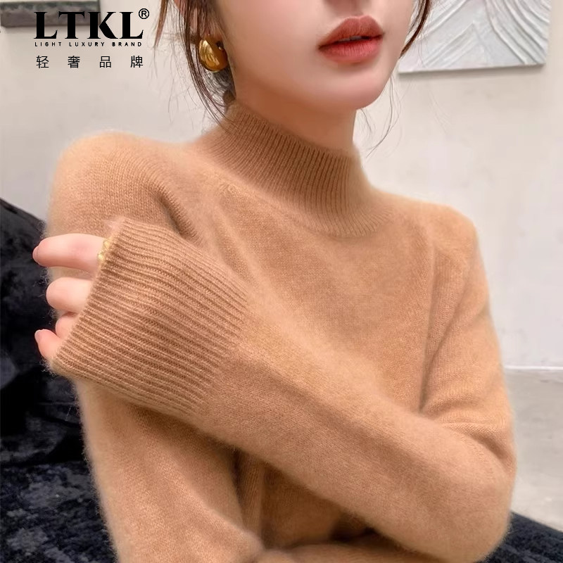 鄂尔多斯市加厚半高领100纯山羊绒衫女插肩袖毛衣秋冬针织打底衫,淘宝优惠券,粉丝福利购,淘宝优惠卷