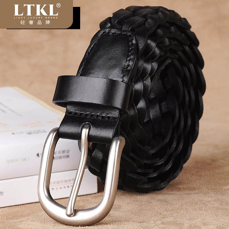 编织男真皮女头层纯牛皮休闲皮带 LTKL腰带/皮带/腰链