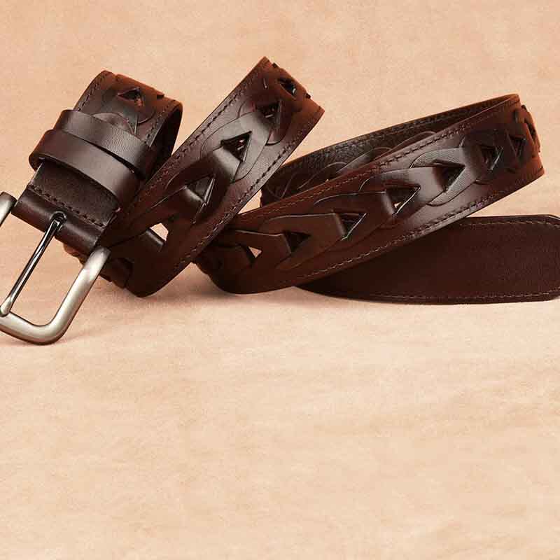 专柜正品头层纯牛皮编织男真皮皮带 LTKL腰带/皮带/腰链