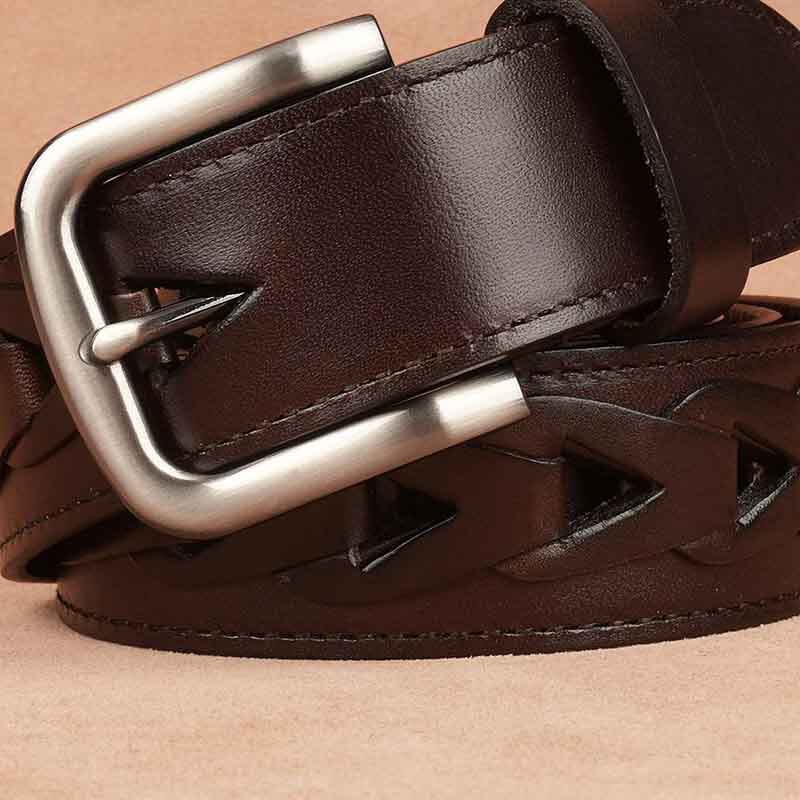 专柜正品头层纯牛皮编织男真皮皮带 LTKL腰带/皮带/腰链