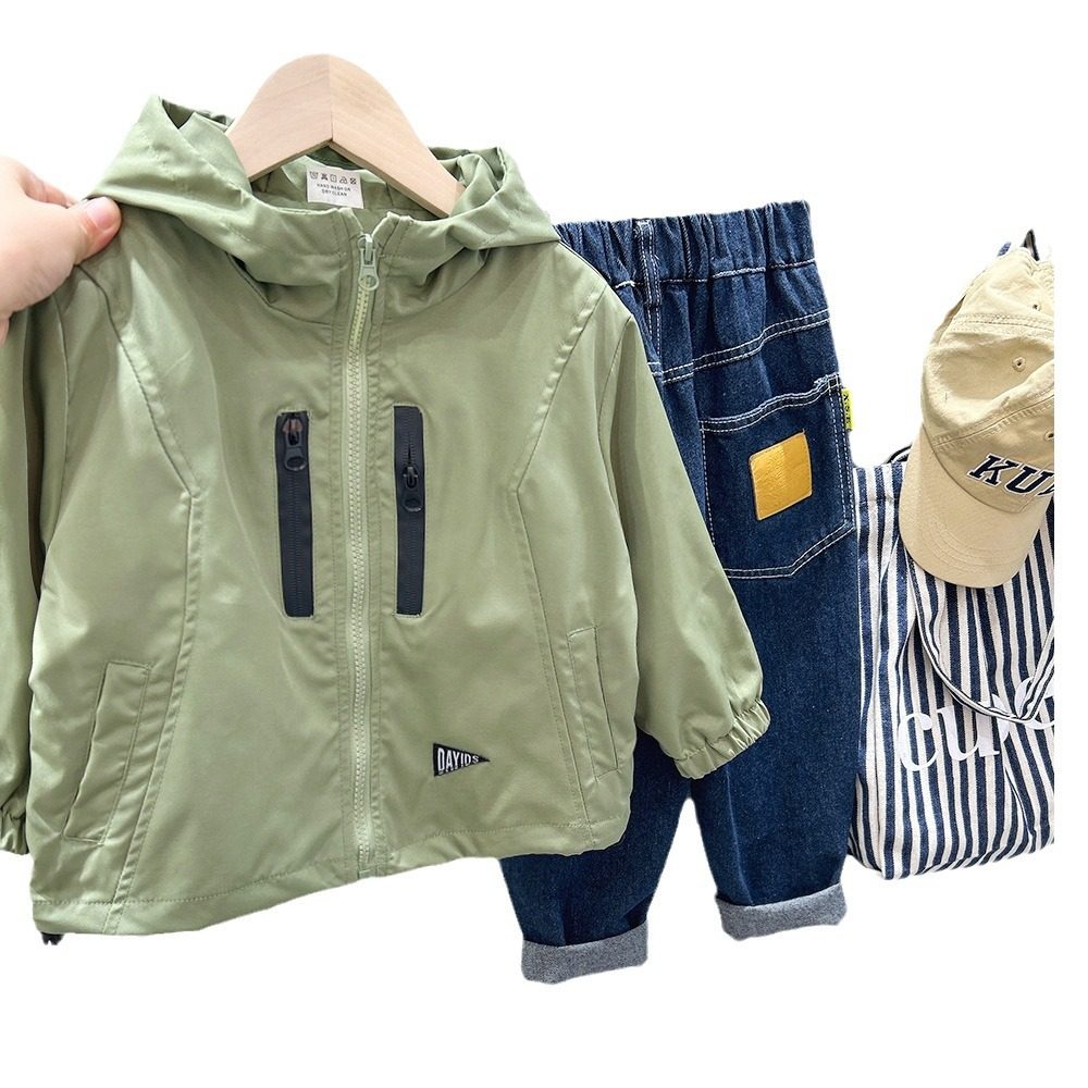 童装男童春季外套2025新款春秋季夹克中大童男孩冲锋衣纯色上衣潮,淘宝优惠券,粉丝福利购,淘宝优惠卷