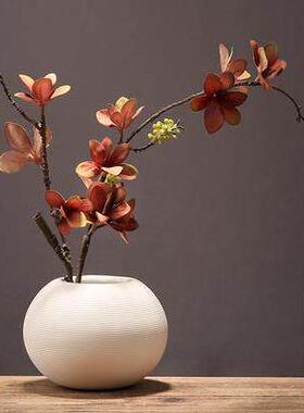 新中国风白色素烧陶瓷花瓶套装简单梅花干花器客厅梅花插花装饰