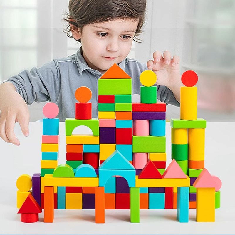 散装彩色实木积木几何形状0到3岁男女儿童益智拼图6到12拼装玩具,淘宝优惠券,粉丝福利购,淘宝优惠卷