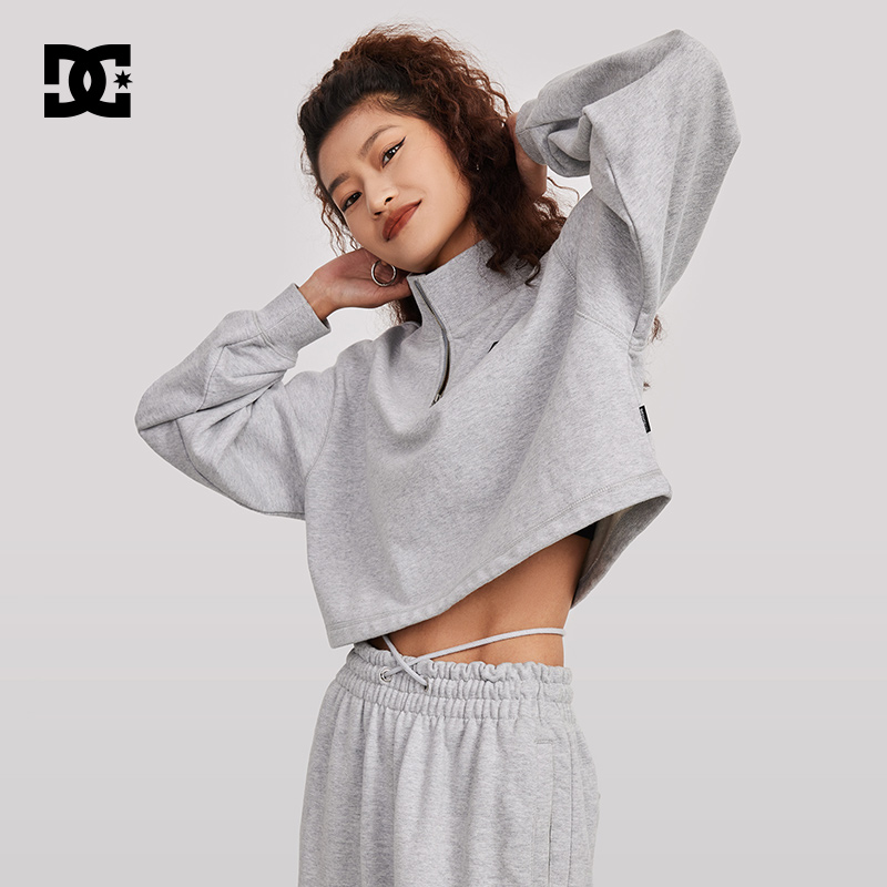 DCSHOES 官方正品秋季女士个性宽松短上衣运动休闲半拉链卫衣 - 图1