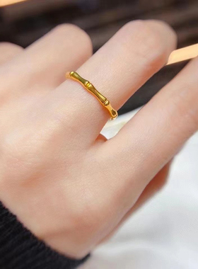 诗瑞源女款足金3D硬金节节高戒指